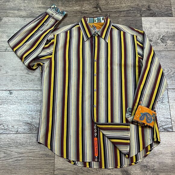 Robert Graham Multicolor Long Sleeve Bright Loud Colorful Dress Shirt Mens Large